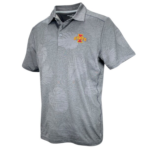 Tommy Bahama I State Black Leaf Pattern Polo ISU Book Store